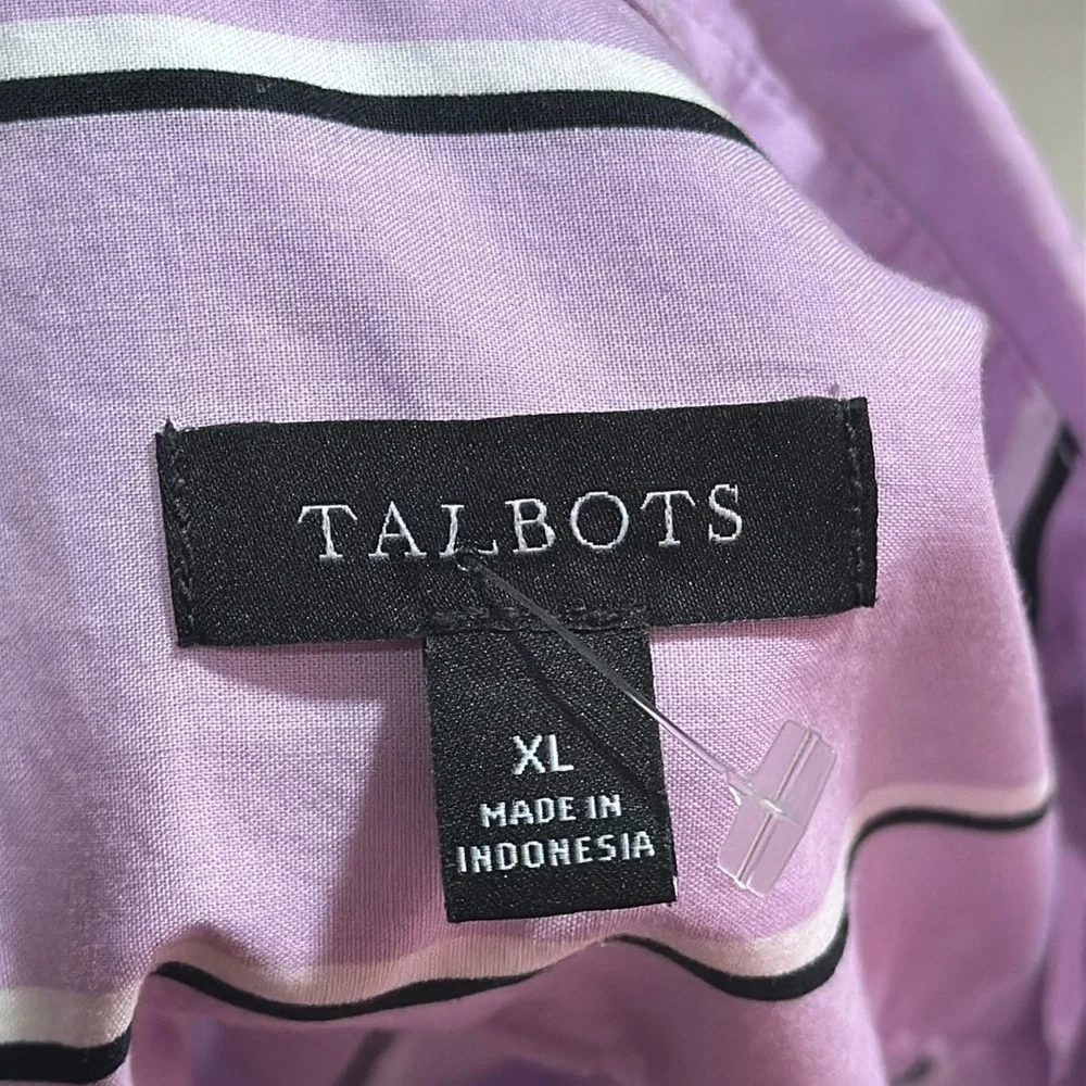 TALBOTS Men’s Purple Striped Casual Button Shirt Size XL